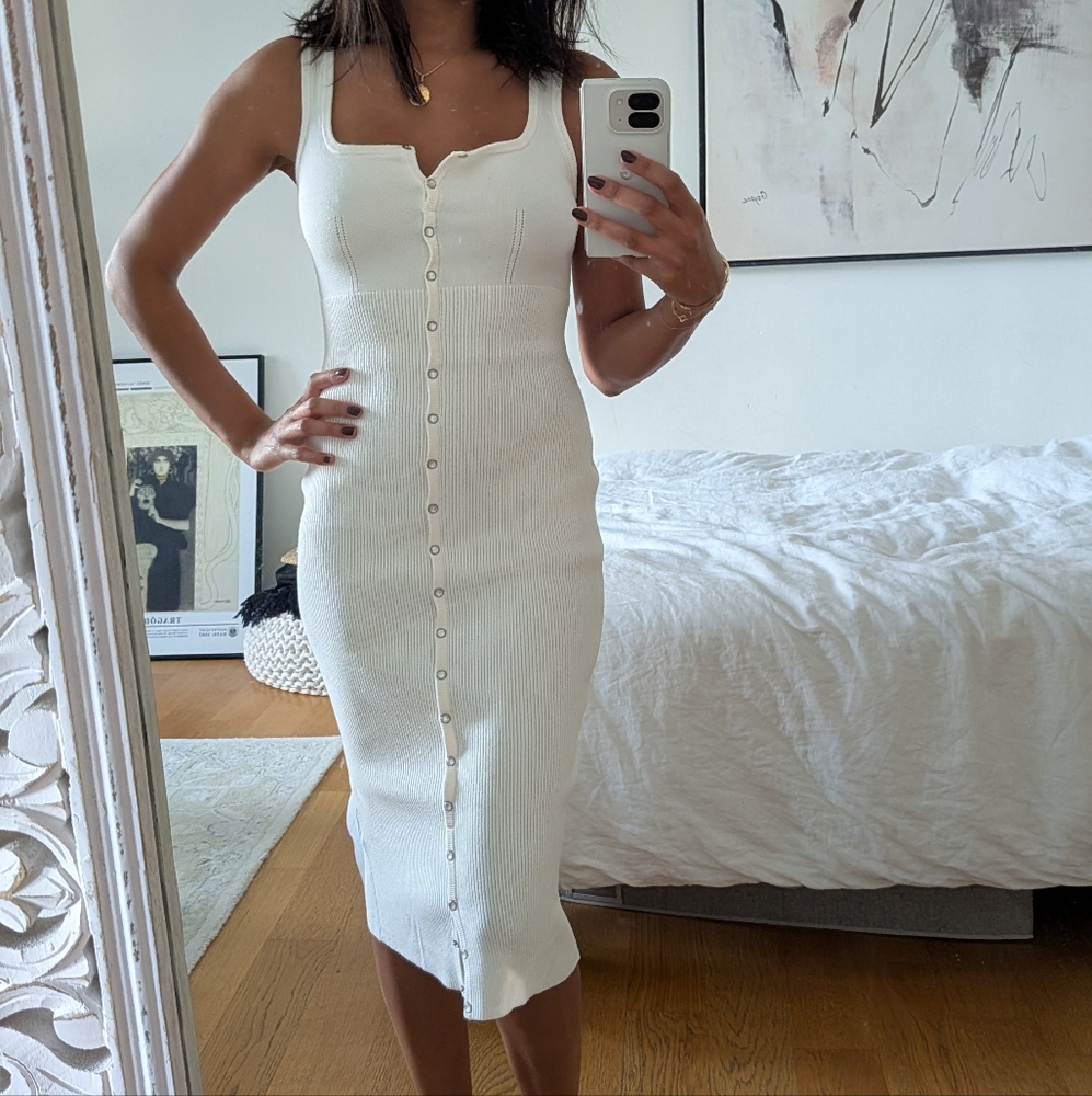Guess Knit Midi Dress with Button Detail